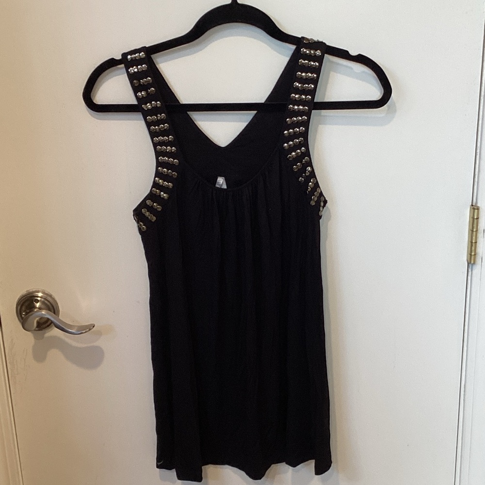 Elegant Black Studded Tank Top